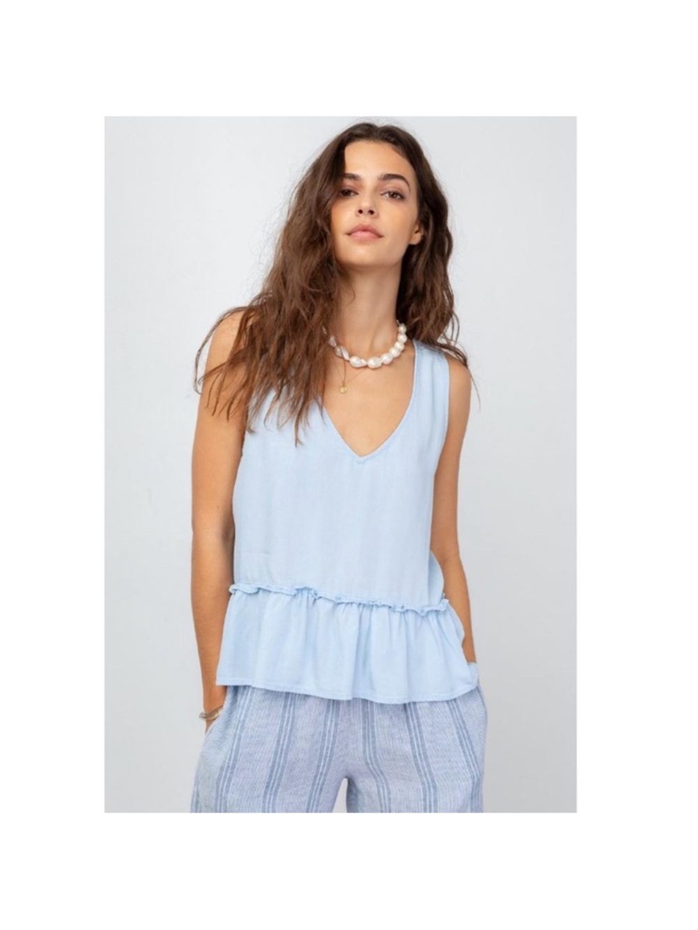 Rails Mira Light Vintage V-Neck Peplum Sleeveless Top